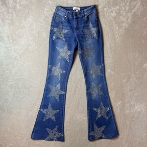 Austin Landing Rhinestone Star Flare Jeans Size 00/23 Y2K Bootcut Denim